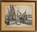 Henri Alphonse BARNOIN (1882-1940)
Concarneau, barques de pêche au port
Dessin signé...