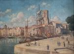 Louis GIRAUDEAU (1852-1937)
La Rochelle, l'église Saint Sauveur dominant le port,...