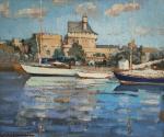 André-Gustave JOUAULT (1904-1987)
Saint Malo, voiliers dans les bassins à l'entrée...