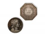 Deux JETONS en argent, un rond Notaires de l'arrondissement d'Amiens,...