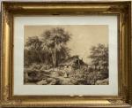 Jean-Baptiste Louis HUBERT (1801-1865)
Paysage, 1829. 
Lavis signé et situé en...