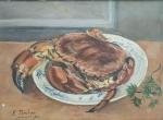 I. TENDRON (XXème)
L'assiette de crabe, 1940. 
Huile sur carton toilé,...