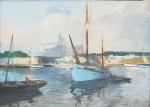 Henri Alphonse BARNOIN (1882-1940)
Concarneau, bateaux près de la ville close
Pastel,...