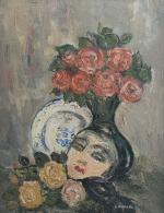 Pierre LAPRADE (1875-1931/32)
Bouquet fleurs au masque
Huile sur toile signée en...