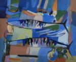Jean CHEVOLLEAU (1924-1996)
Maquereaux citron, 1994. 
Huile sur toile signée en...