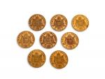 Huit pièces or de 20 francs
Napoléon III lauré
1861, 1862, 1863,...