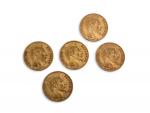 Cinq pièces or de 20 francs
Napoléon III
1855 A, BB (3),...