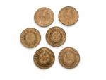 6 PIECES 10 francs or 1856x2 1862 1867 1900 1907
Vendu...