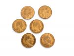 6 PIECES 10 francs or 1856x2 1862 1867 1900 1907
Vendu...