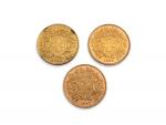 3 PIECES 20 francs or SUISSE 1927x2 1935
Vendu sur désignation,...