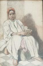 Alexis Louis DE BROCA (1868-1948)
Marrakech, Portrait de dame, 1936. 
Dessin...