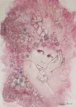 Sophie BUSSON (née en 1945)
Jeune femme aux fleurs
Aquarelle signée en...