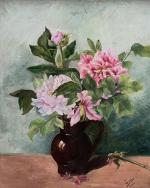 LUCIE (XIX-XXème)
Bouquet de fleurs, 1905. 
Huile sur carton signée et...