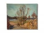 Henri BIARD (1918-2001)
Paysage boisé près d'une rivière
Huile sur toile 
54...