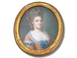 ECOLE FRANCAISE du XVIIIème
Portrait de dame, 1776. 
Pastel ovale signé...