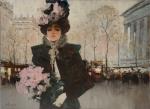 Victor GUERRIER (1893-1968)
Paris, élégante au bouquet de fleurs près de...