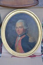 ECOLE FRANCAISE fin du XVIIIème siècle
Portrait d'homme au gilet rouge
Toile...