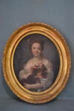 ECOLE FRANCAISE XIXème siècle
Portrait de dame au chiot
Huile sur toile...