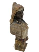 Friedrich GOLDSCHEIDER (1845-1897)
Buste d'africaine en terre cuite patinée, signé
H.: 36...