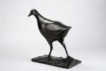 François POMPON (1855-1933)
Poule d'eau, fonte circa 1923
Bronze à patine noire...