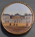 BOITE ronde comprenant une miniature ronde représentant le Palais Royal
D....