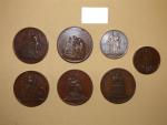 Médailles de table et jetons : 7 pièces Louis XVIII, Les...