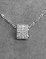 Pendentif moderne serti par 24 diamants taille princesse en serti...