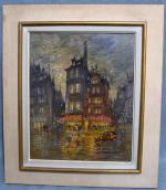 Constantin KOROVINE (1861-1939)
Rue de Venise, Paris
Huile sur carton signée et...
