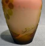GALLE
Vase en verre multicouche à décor floral, signé
H. : 12...