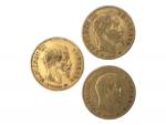 3 pièces or, 10 francs, 1857 Paris, 1860 Paris, 1868...
