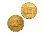 2 pièces de 20 dollars américaine en or, 1908