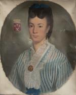 BOUVIER (XIXème)
Portrait de dame avec ses armoiries, 
Portrait d'homme avec...