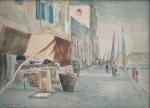 ECOLE ITALIENNE fin XIXème
Chioggia, 1895. 
Aquarelle signée, située et datée...