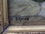 X. BAYRON (XXème)
Les trois poules
Huile sur panneau signée en bas...