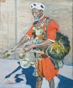 L. NEAU (XXème)
Le porteur d'eau, 1950. 
Huile orientaliste sur toile...