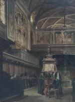 Leopoldo BURLANDO |[italien] (1841-1915)
Intérieur d'église
Huile sur toile signée en bas...