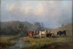 ECOLE DE BARBIZON
Paysage animé aux bovins
Huile sur toile
24 x 34...