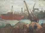 Fernand PINEAU CHAILLOU (1875-1950)
Nantes, le port animé, 1913. 
Huile sur...