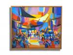 Jean CHEVOLLEAU (1924-1996)
Marché multicolore, 1990. 
Huile sur toile signée en...