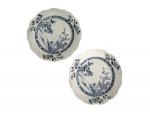 CHINE
Paire d'assiettes rondes en porcelaine à décor bleu blanc d'un...