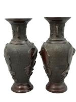 INDOCHINE
Paire de vases en bronze
Fin XIXème
H.: 37 cm