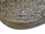 d'après Pierre-Jules MÈNE (1810-1879)
Chien
Bronze patiné, signé
H.: 20 cm L.: 30.5...