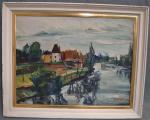 Aron HABER (1913-1939)
Vue de village
Huile sur toile signée en bas...