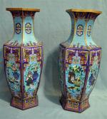 CHINE
Paire de vases en cloisonné
H. : 60 cm