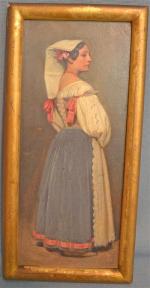 ECOLE FRANCAISE
Femme de trois quart
Huile, 28.5 x 12 cm (à...
