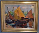 Pierre de BELAY (1890-1947)
Thoniers au port
Huile sur carton signée en...