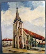 Elisée MACLET (1881-1962)
Eglise d'Ermont, circa 1930
Huile sur carton signée en...