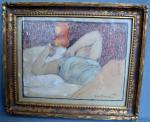 Alexis de BROCA (1868-1948)
La femme allanguie, 1940
Dessin aquarellé signé et...