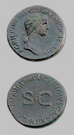 Agrippine Mère, épouse de Germanicus ( 33)
Sesterce frappé sous Claude...