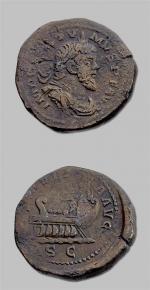 POSTUME (259-268)
Sesterce. Son buste lauré et cuirassé à droite.
R/ Vaisseau....